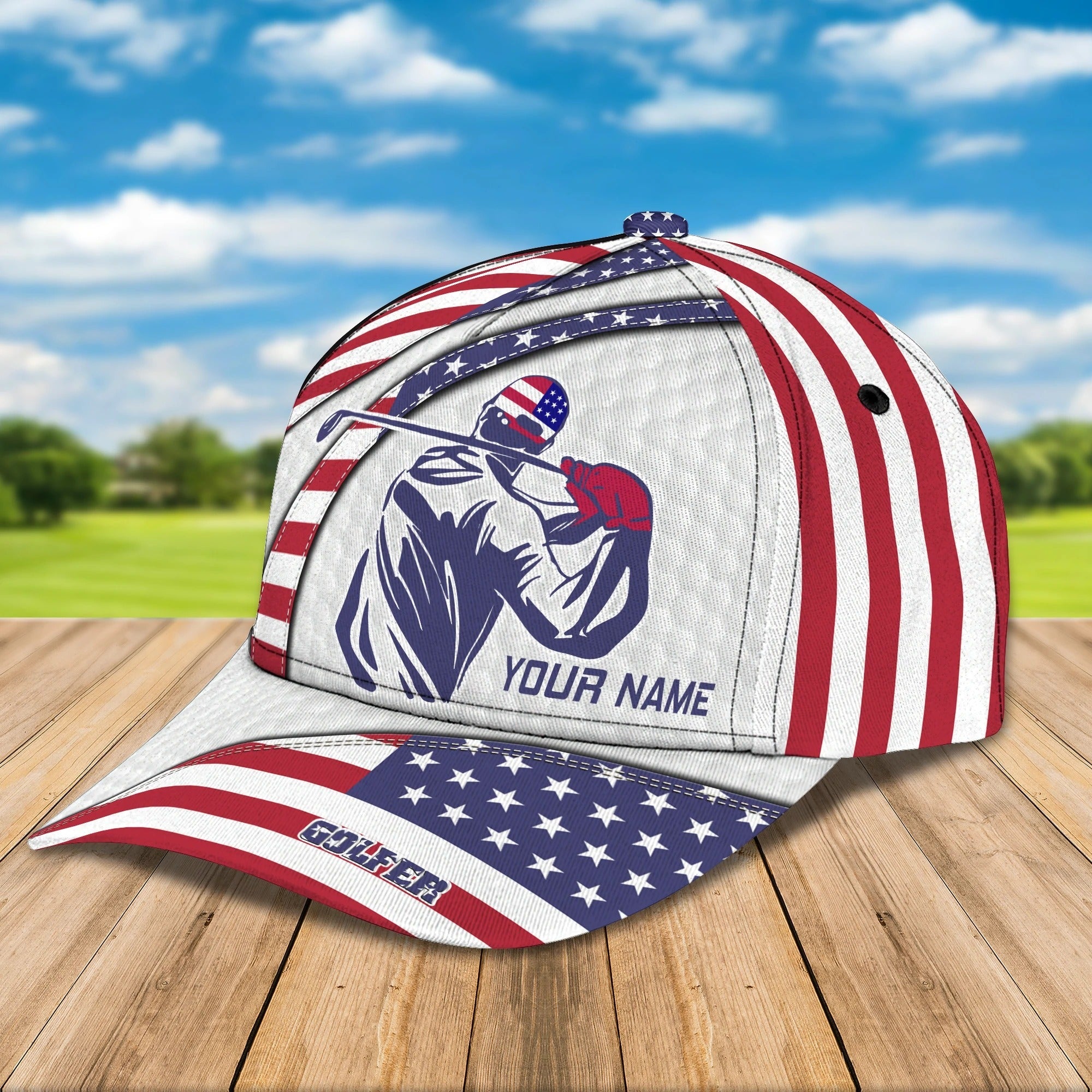 Custom Mens Golf Cap 3D, Full Printed Caps For Golf Mens, Cap For Him, Golf Caps In American Flag Trucker Hats Custom Hats Gifts For Men & Women