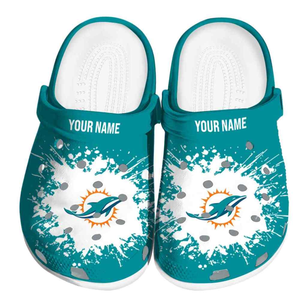 Custom Miami Dolphins Splatter Background ClogTVC1801138