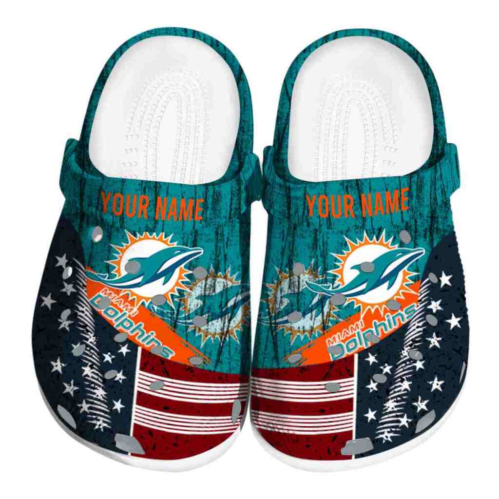 Custom Miami Dolphins Star-Spangled Side Pattern ClogTVC1801138