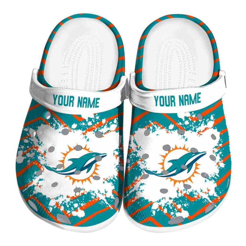 Custom Miami Dolphins Zigzag Paint Burst ClogTVC1801138
