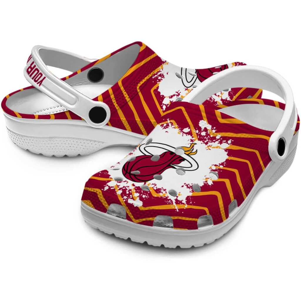 Custom Miami Heat Zigzag Paint Burst ClogTVC1801831 - Image 3