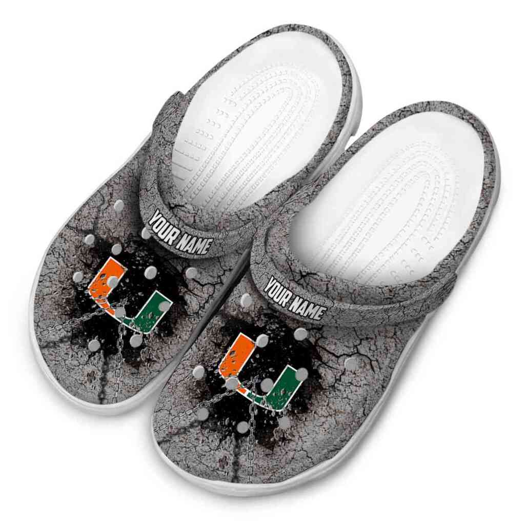 Custom Miami Hurricanes Cracked Ground Texture ClogTVC180128 - Image 4