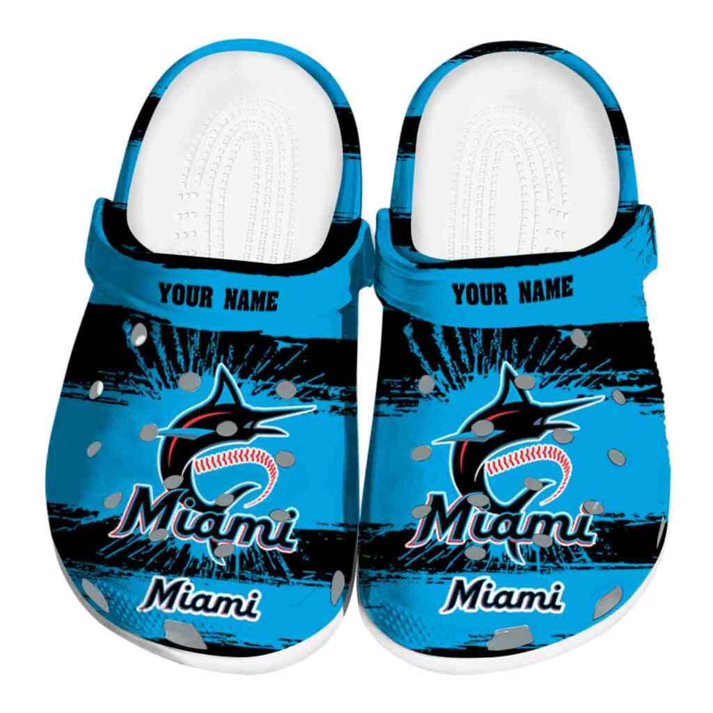 Custom Miami Marlins Paint Splatter Graphics ClogTVC1801193