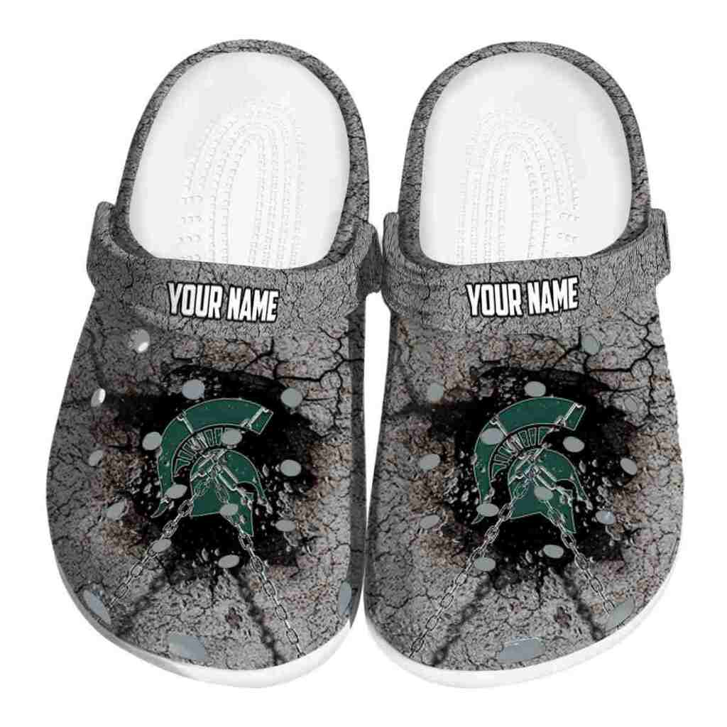 Custom Michigan State Spartans Cracked Ground Texture ClogTVC180130