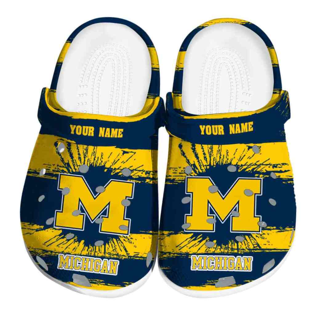 Custom Michigan Wolverines Paint Splatter Graphics ClogTVC1801138