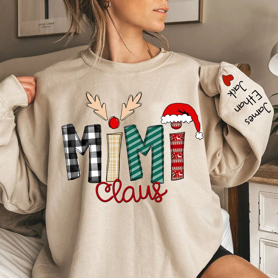 Custom Mimi Claus Christmas Sweatshirt for Grandkids