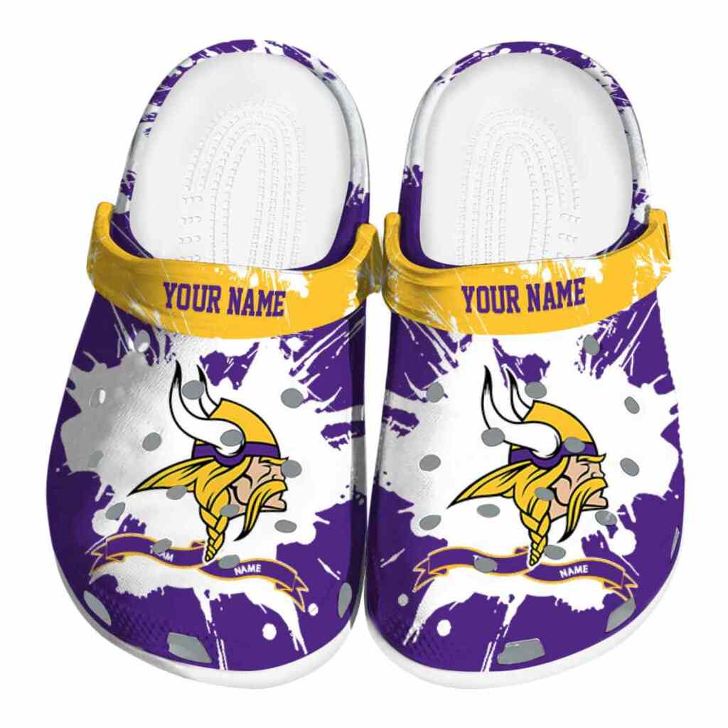Custom Minnesota Vikings Splatter Pattern ClogTVC180122