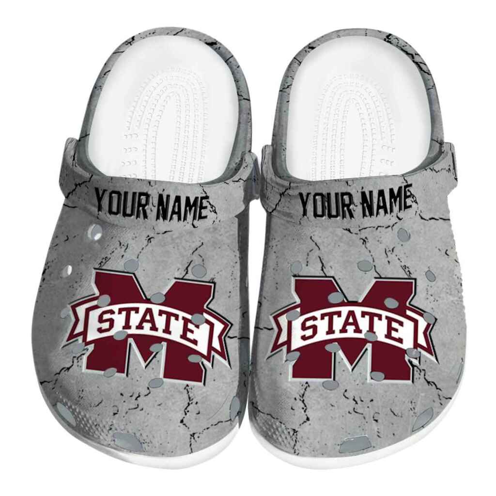 Custom Mississippi State Bulldogs Cracked Texture ClogTVC1801133