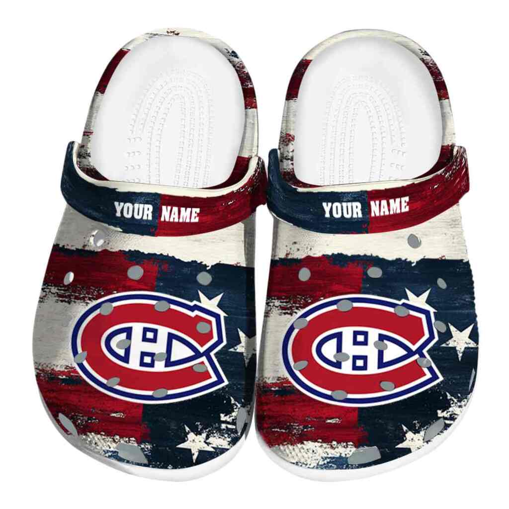 Custom Montreal Canadiens Patriotic Stripes ClogTVC1801877