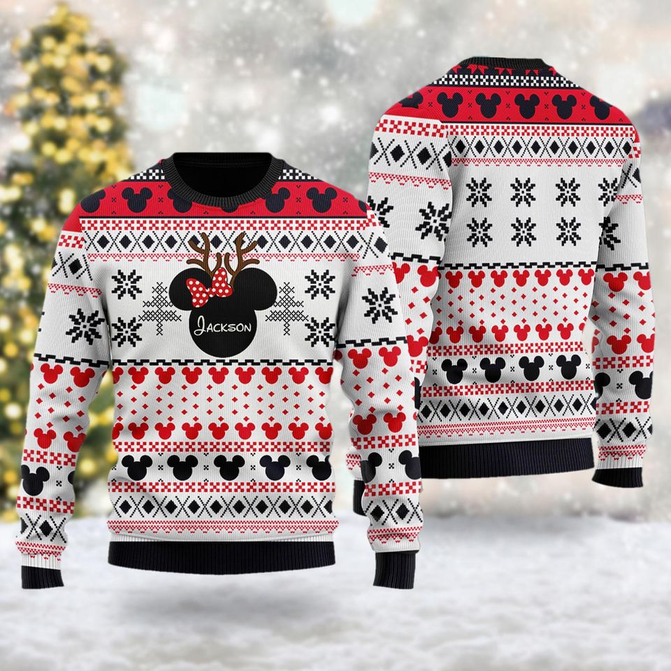 Custom Mouse Santa Hat Family Matching Ugly Sweatshirts, Christmas Gift For Men, Women, Kid - Image 3