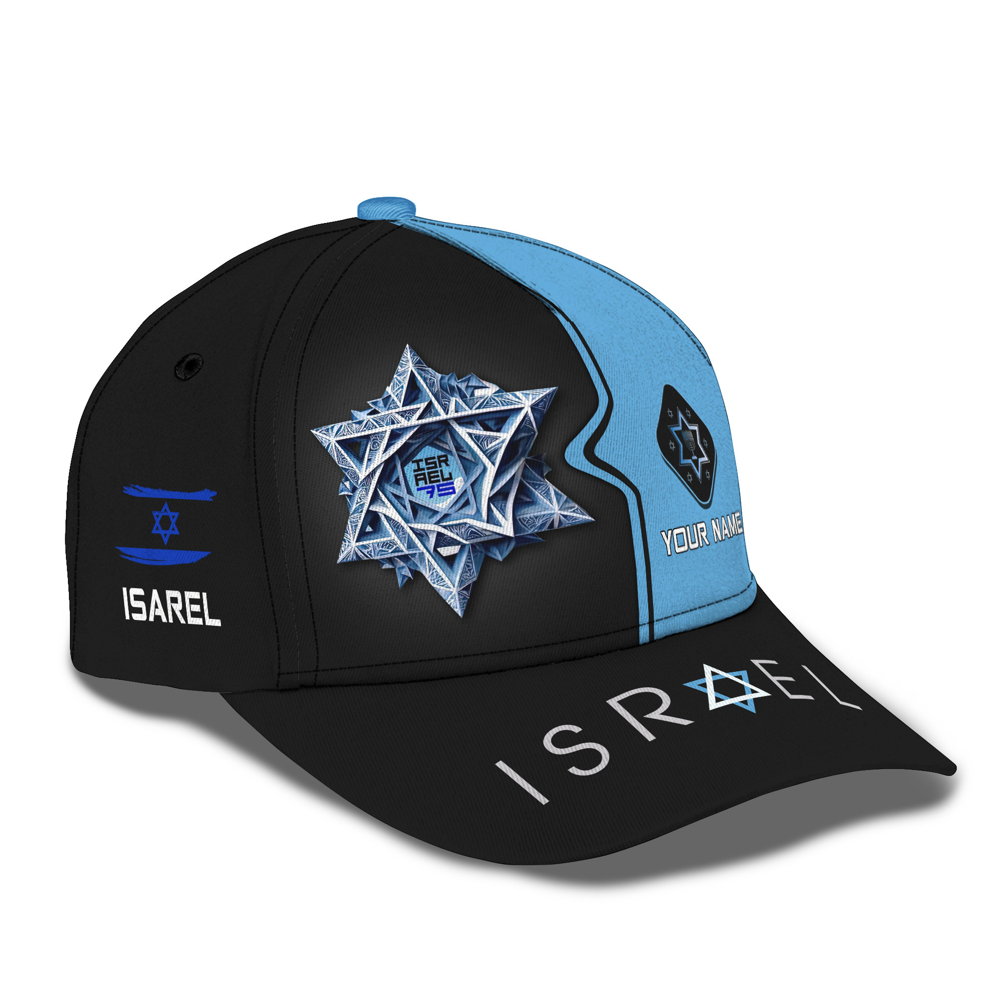Custom Name 3D Israel Classic Cap Personalized Gift For Israel Lovers Trucker Hats Custom Hats Gifts For Men & Women