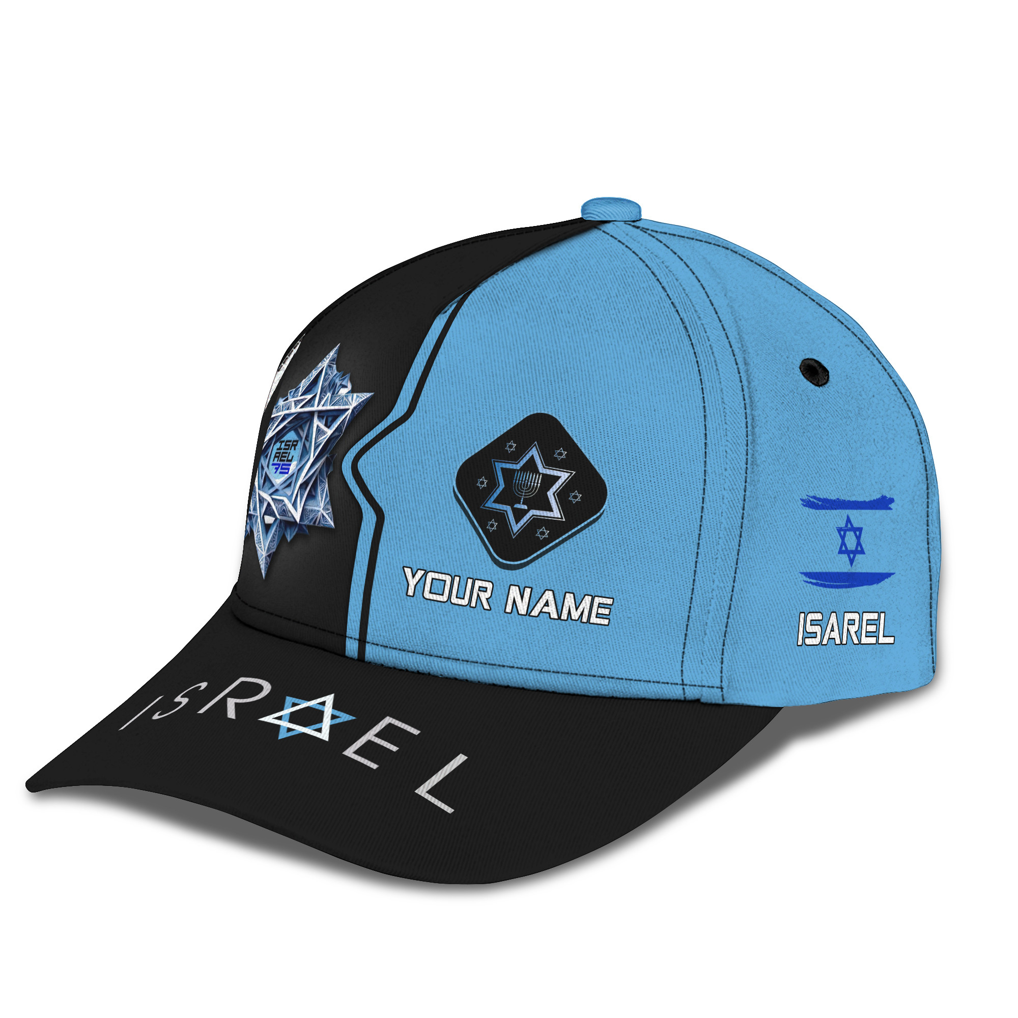 Custom Name 3D Israel Classic Cap Personalized Gift For Israel Lovers Trucker Hats Custom Hats Gifts For Men & Women