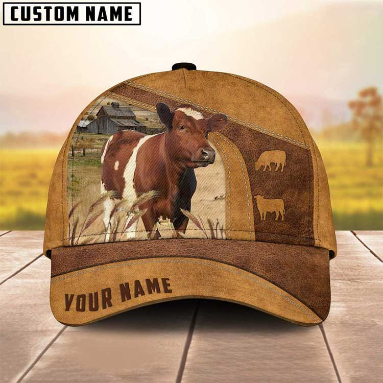Custom Name Ayrshire Cattle 3D Classic Cap for Men, Ayrshire Hats for Farmers, Husband Trucker Hats Custom Hats Gifts For Men & Women