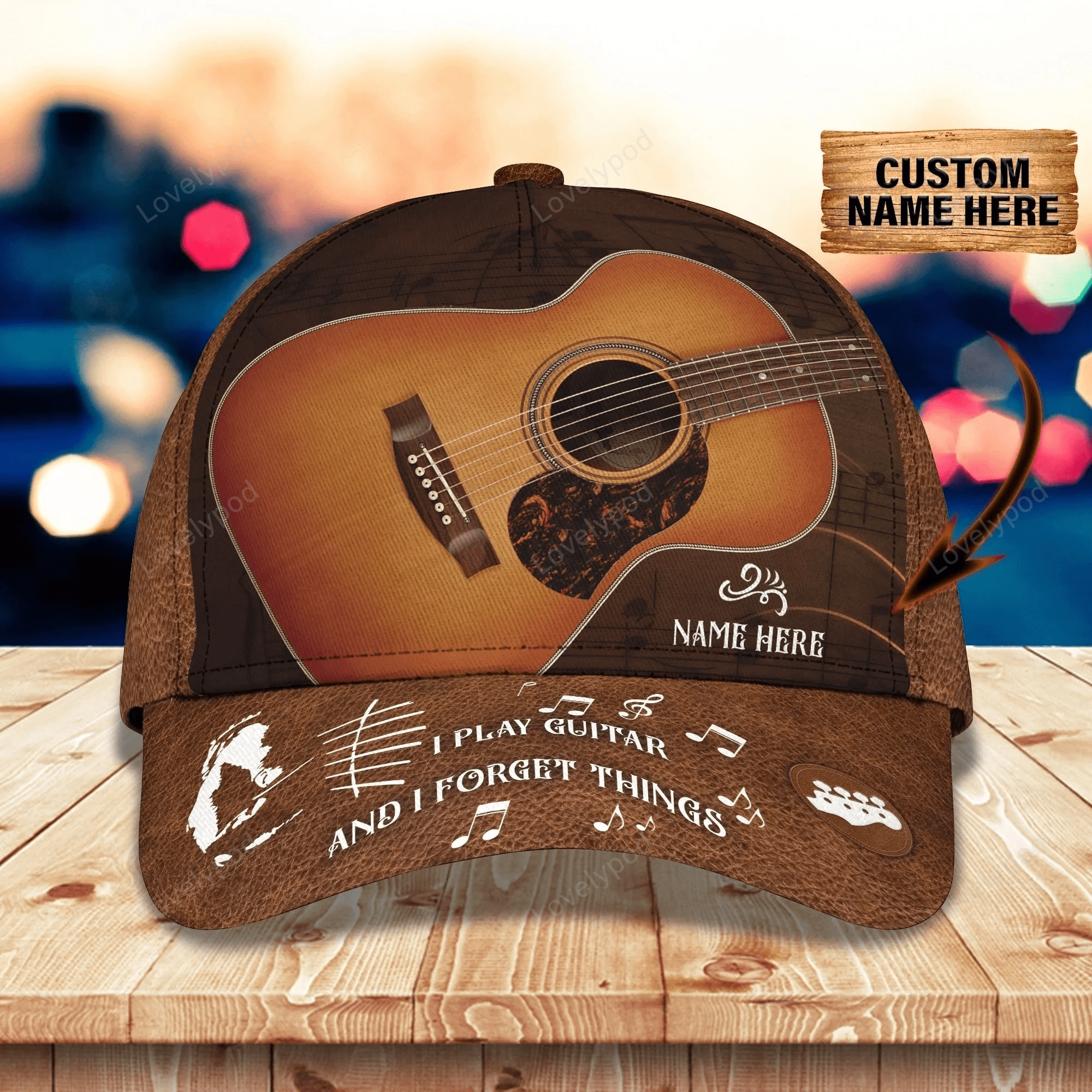 Custom Name Baseball Guitar Cap Hat, I Play Guitar And I Forget Things 3D Cap For Musican Guitarist Cap Trucker Hats Custom Hats Gifts For Men & Women