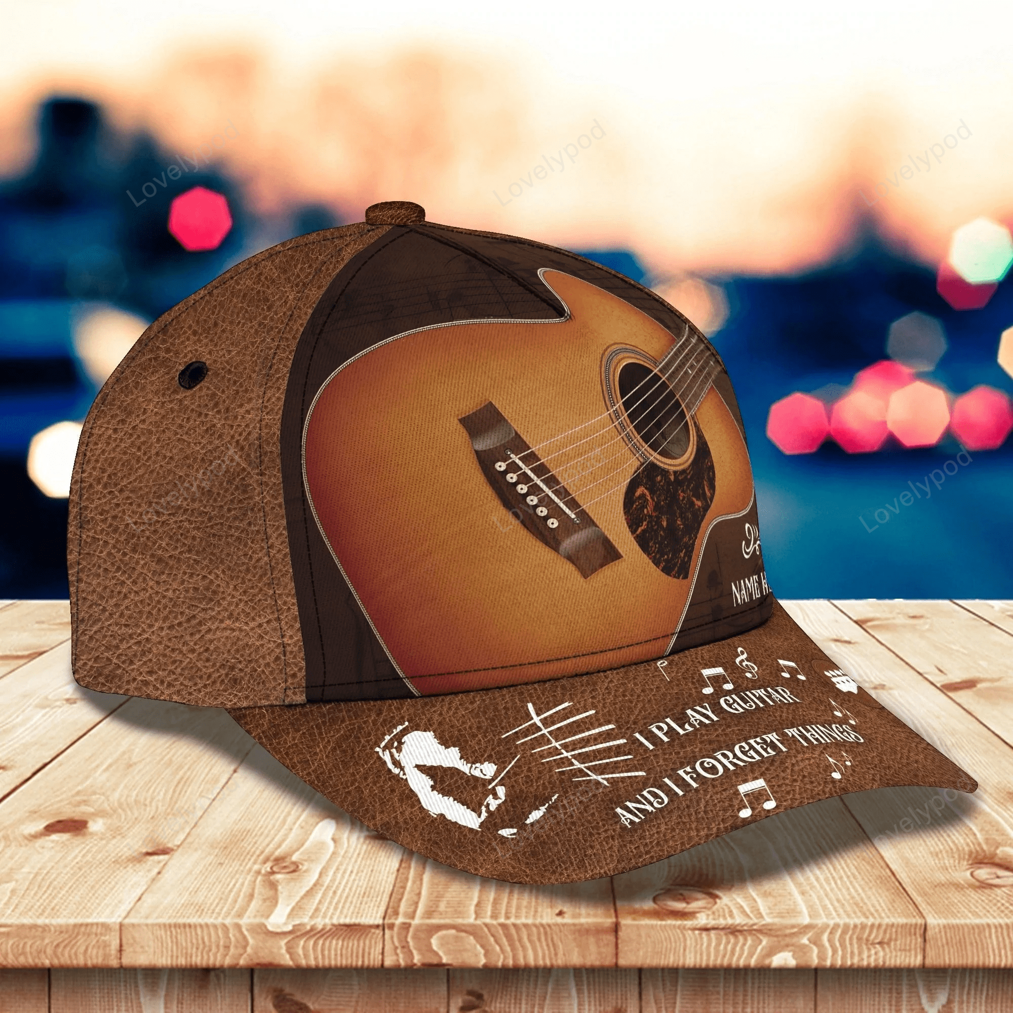 Custom Name Baseball Guitar Cap Hat, I Play Guitar And I Forget Things 3D Cap For Musican Guitarist Cap Trucker Hats Custom Hats Gifts For Men & Women