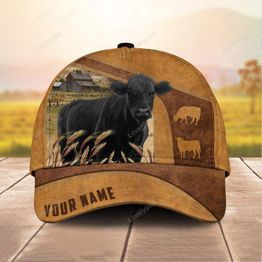 Custom Name Black Angus Cattle Cap, Cattle Hat, Farm Baseball Hat, Cap Hat For Farmer Farm Lover Trucker Hats Custom Hats Gifts For Men & Women