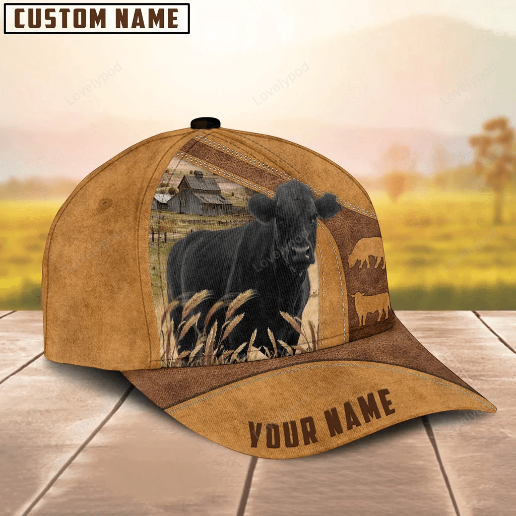 Custom Name Black Angus Cattle Cap, Farmer cap, Baseball Hat For Farmer, Gift for farm Trucker Hats Custom Hats Gifts For Men & Women