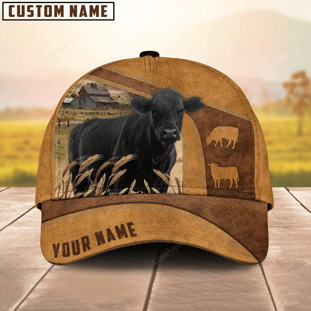Custom Name Black Angus Cattle Cap, Farmer cap, Baseball Hat For Farmer, Gift for farm Trucker Hats Custom Hats Gifts For Men & Women