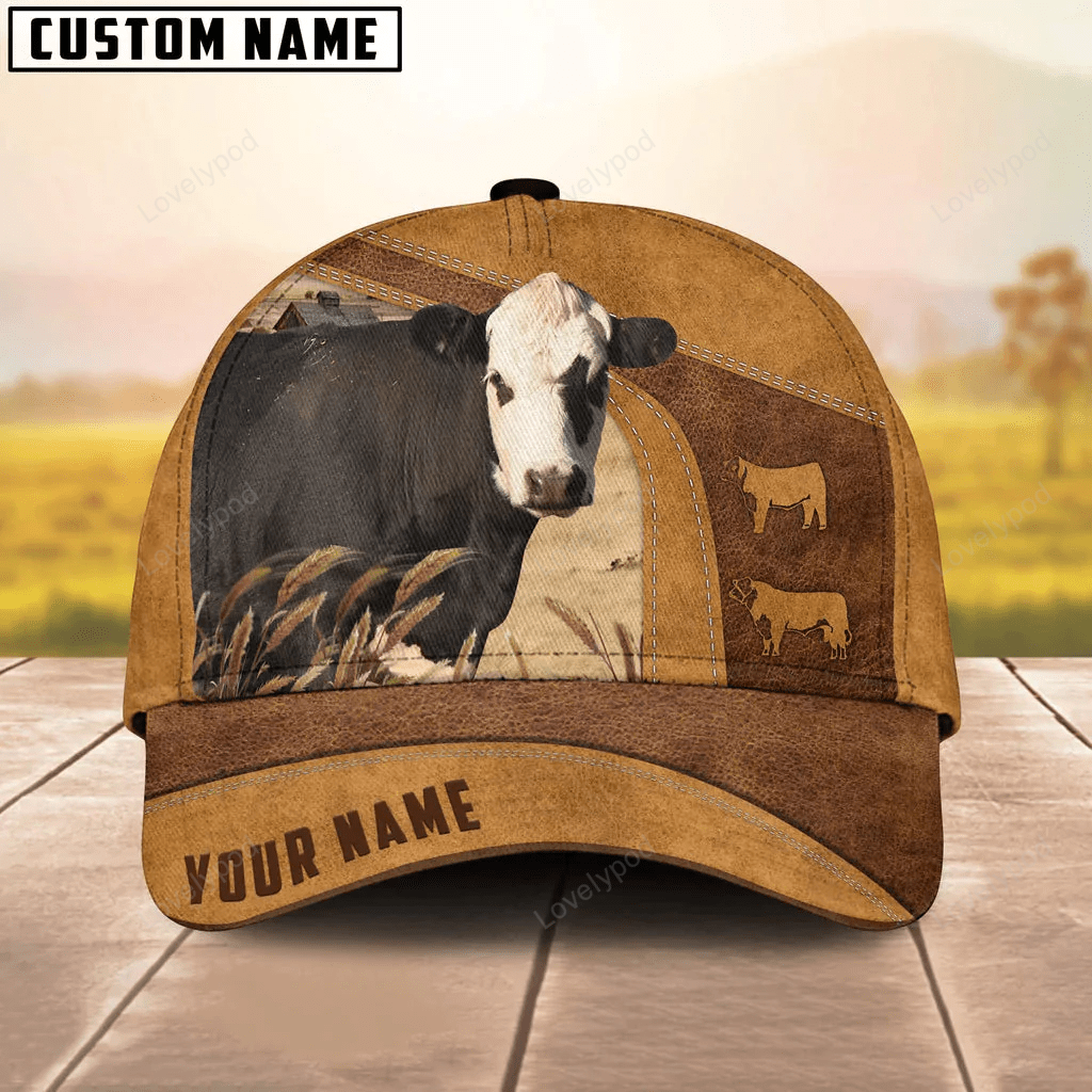 Custom Name Black Hereford Cap, Baseball Hat For Farmer, Gift for cow lover Trucker Hats Custom Hats Gifts For Men & Women