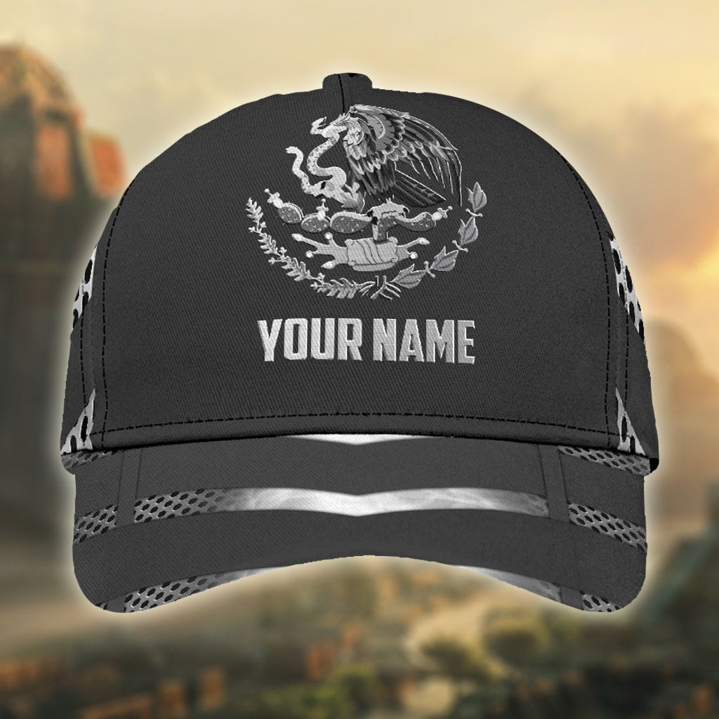 Custom Name Black Mexico Classic Cap Hat, Unisex Black Mexican Hat Cap Trucker Hats Custom Hats Gifts For Men & Women