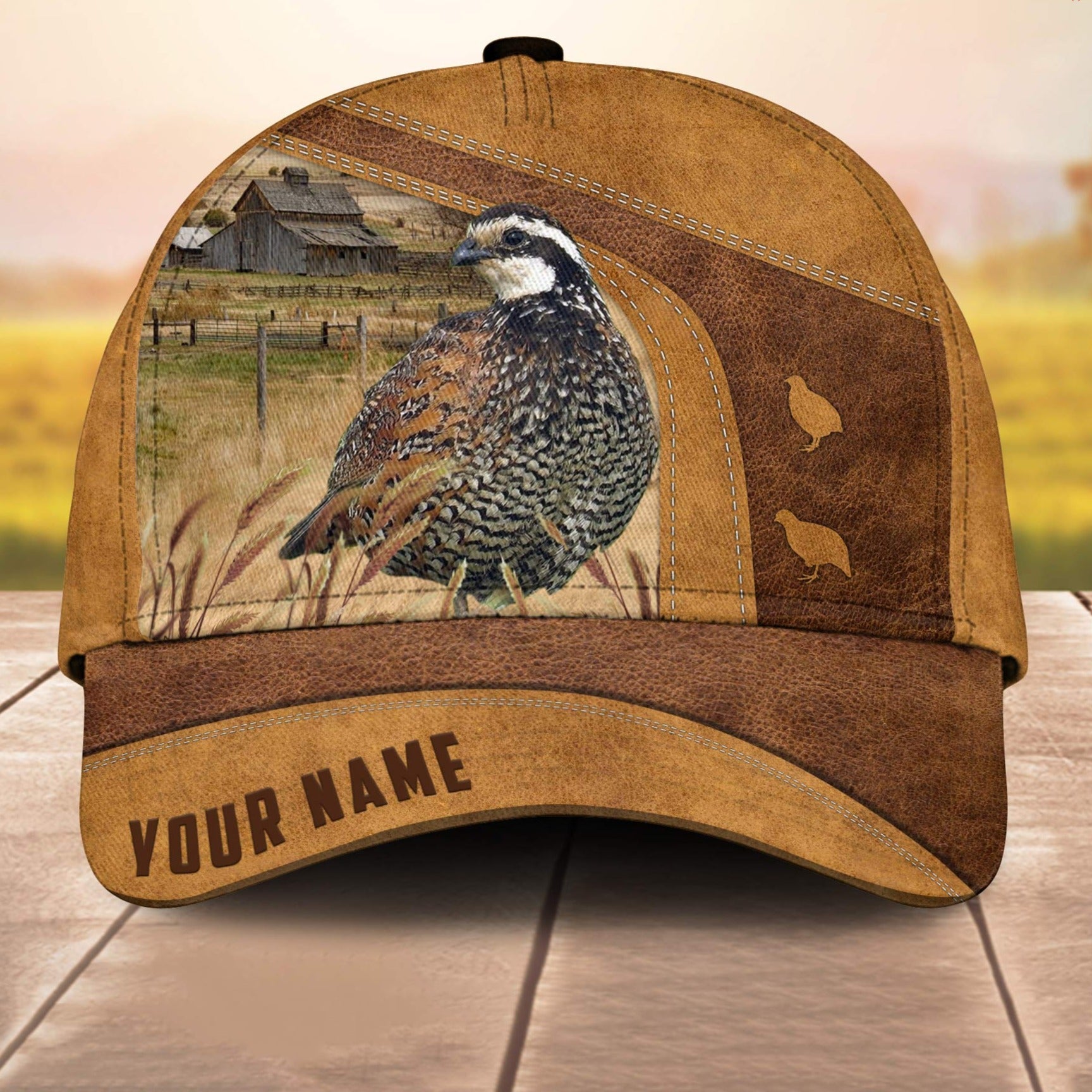 Custom Name Bob White Quail Cale 3D Cap 3D All Over Print Baseball Cap, Cap For Farm Lovers, Animal Cap, Leather Pattern Cap Trucker Hats Custom Hats Gifts For Men & Women