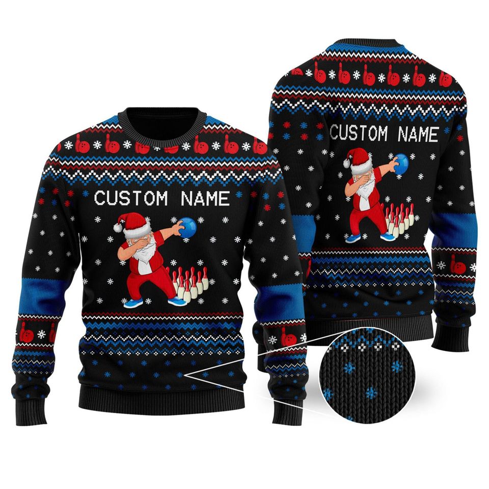 Custom Name Bowling Image Cool Noel Pattern Ugly