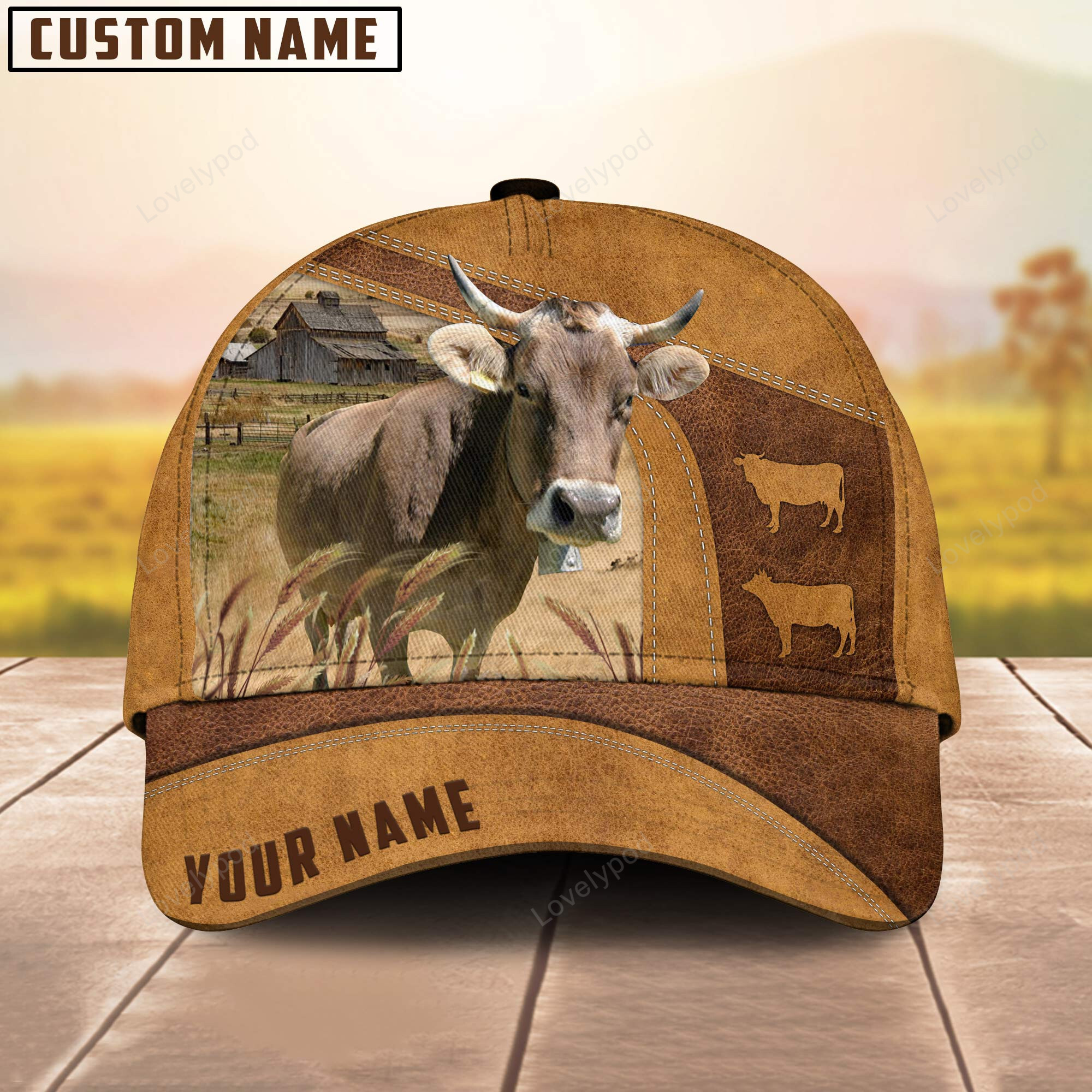 Custom Name Brown Swiss Cattle Cap , Cattle Hat, Farm Baseball Hat, Cap Hat For Farmer Farm Lover Trucker Hats Custom Hats Gifts For Men & Women