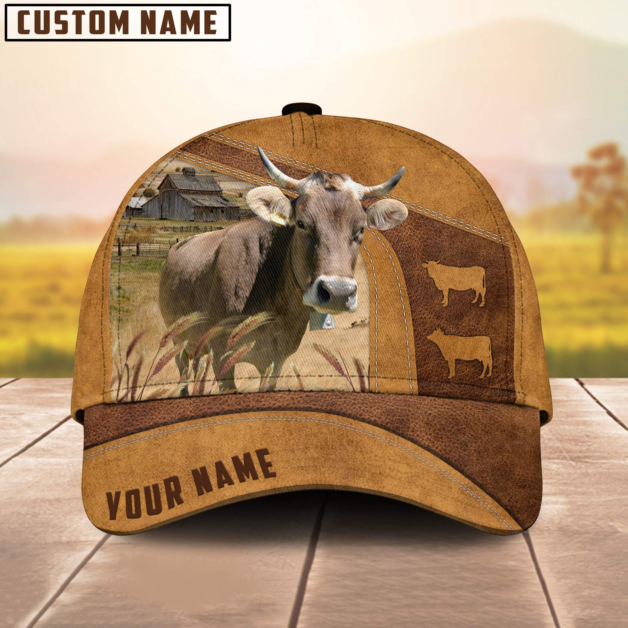 Custom Name Brown Swiss Cattle Cap , Cattle Hat, Farm Baseball Hat, Cap Hat For Farmer Farm Lover Trucker Hats Custom Hats Gifts For Men & Women