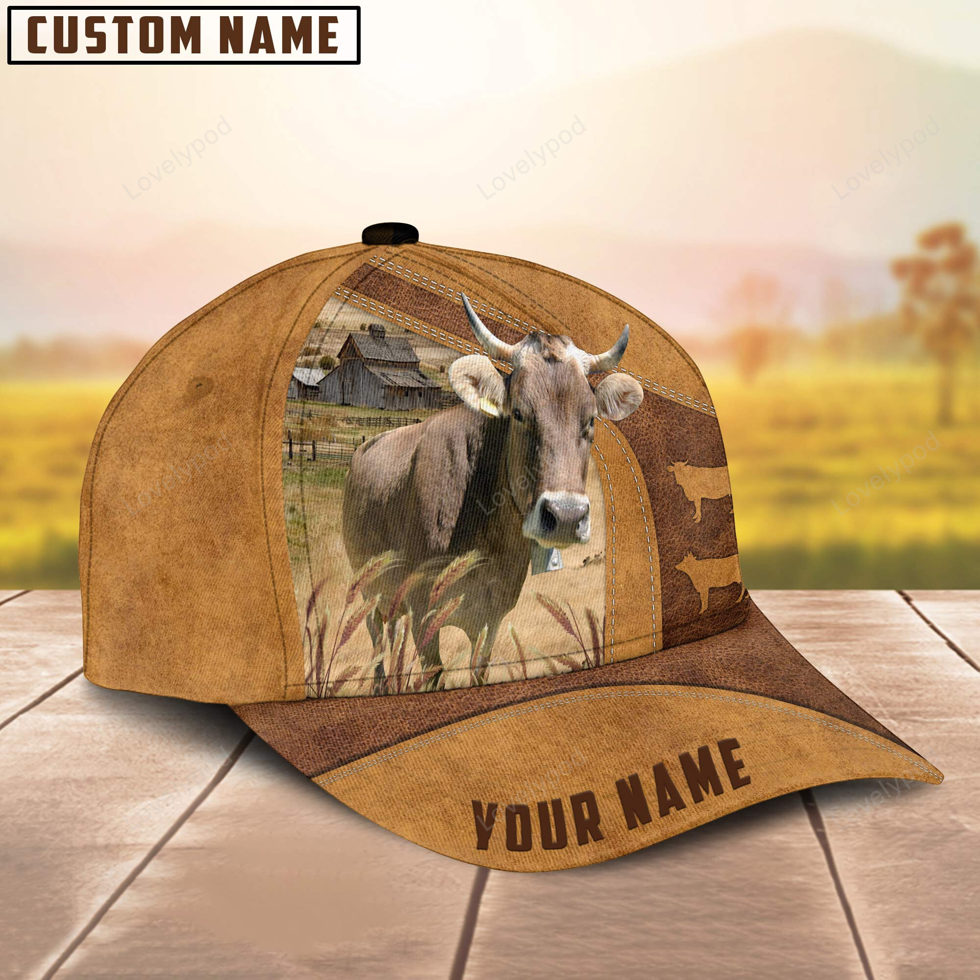 Custom Name Brown Swiss Cattle Cap , Cattle Hat, Farm Baseball Hat, Cap Hat For Farmer Farm Lover Trucker Hats Custom Hats Gifts For Men & Women