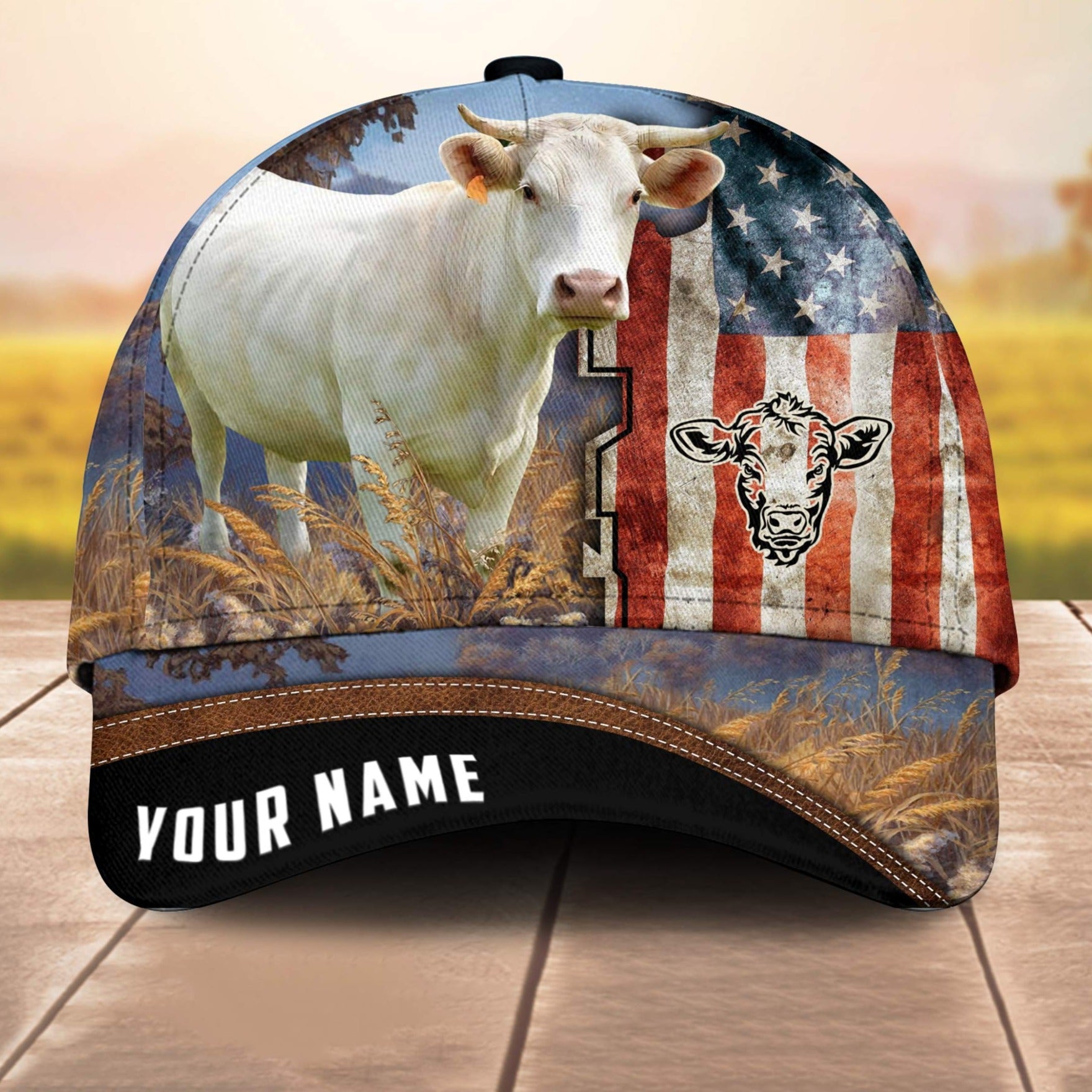 Custom Name Charolais American Cale 3D Cap 3D All Over Print Baseball Cap, Cap For Farm Lovers, Animal Cap, Leather Pattern Cap Trucker Hats Custom Hats Gifts For Men & Women