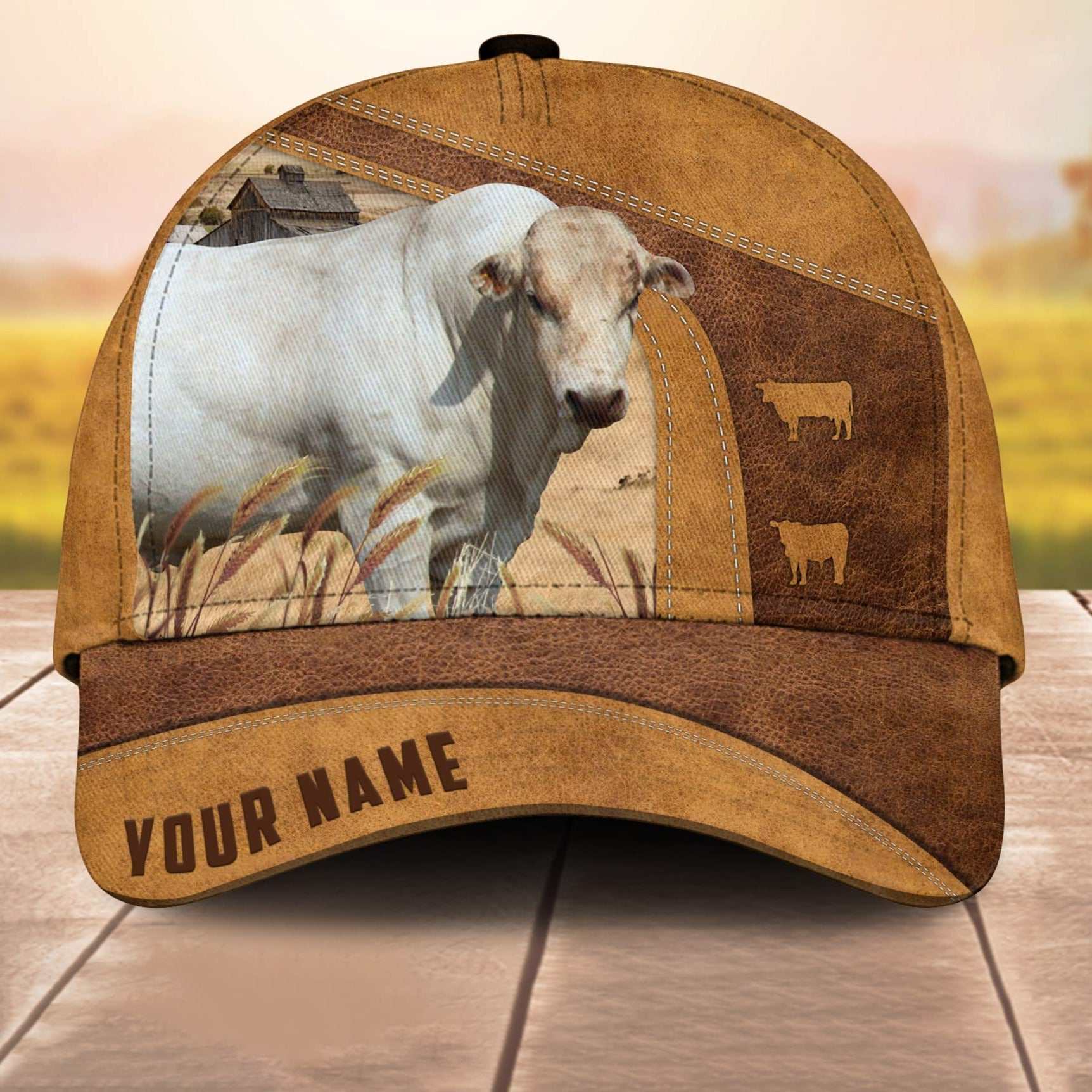 Custom Name Chianina Cale 3D Cap 3D All Over Print Baseball Cap, Cap For Farm Lovers, Animal Cap, Leather Pattern Cap Trucker Hats Custom Hats Gifts For Men & Women