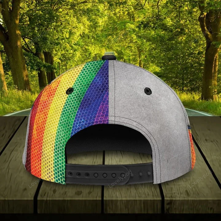Custom Name Colorful Heart Pride Cap For Couple Gay Man, Be Strong Lgbt Printing Baseball Cap Hat Trucker Hats Custom Hats Gifts For Men & Women