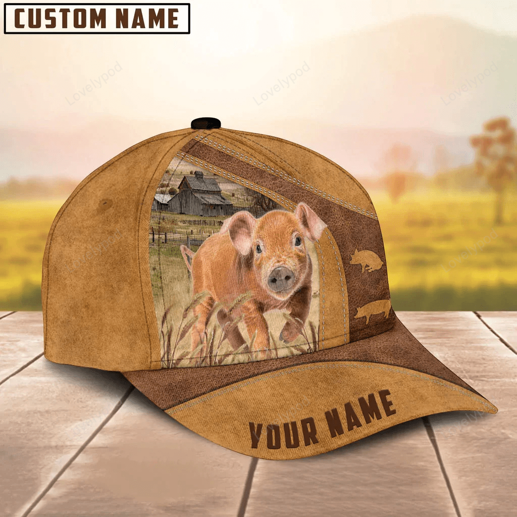 Custom Name Duroc Pig Cap, Pig Baseball Hat For Farmer Trucker Hats Custom Hats Gifts For Men & Women