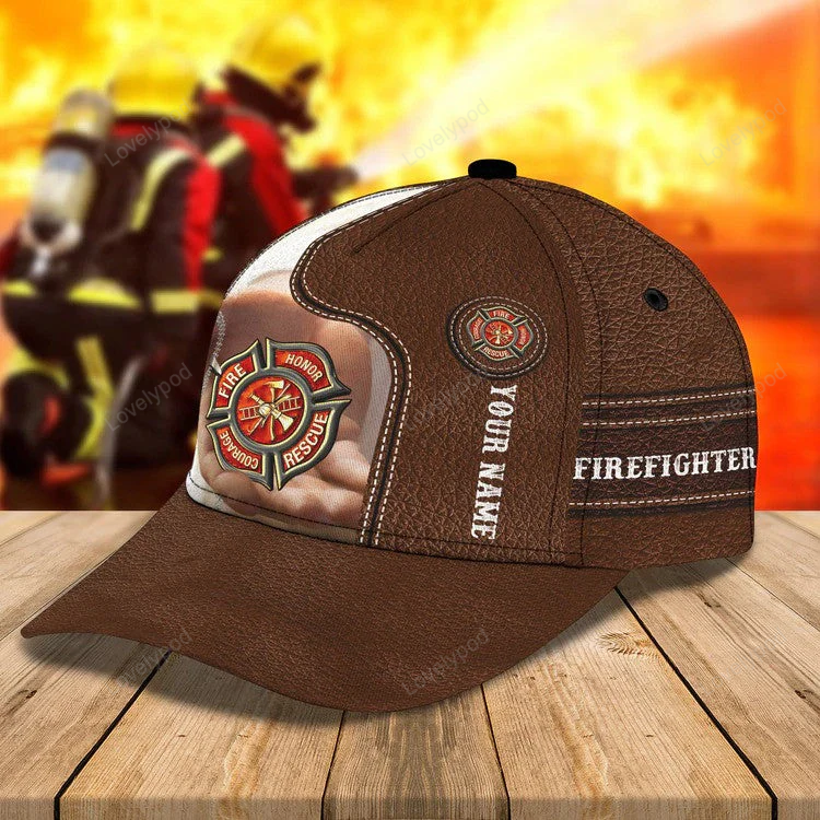 Custom Name Firefighter Cap, Jesus Cap, God is my savior Firefighter 3D Cap Trucker Hats Custom Hats Gifts For Men & Women