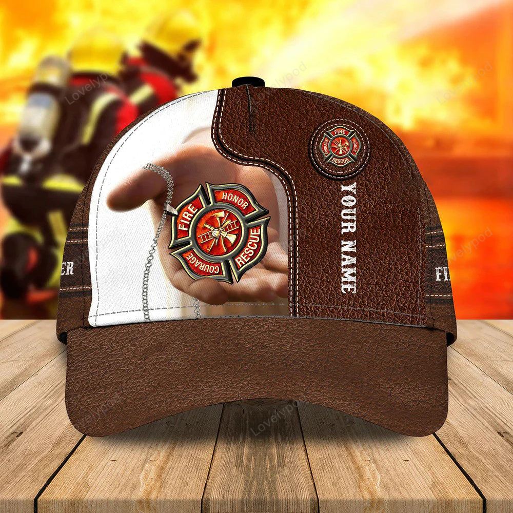 Custom Name Firefighter Cap, Jesus Cap, God is my savior Firefighter 3D Cap Trucker Hats Custom Hats Gifts For Men & Women