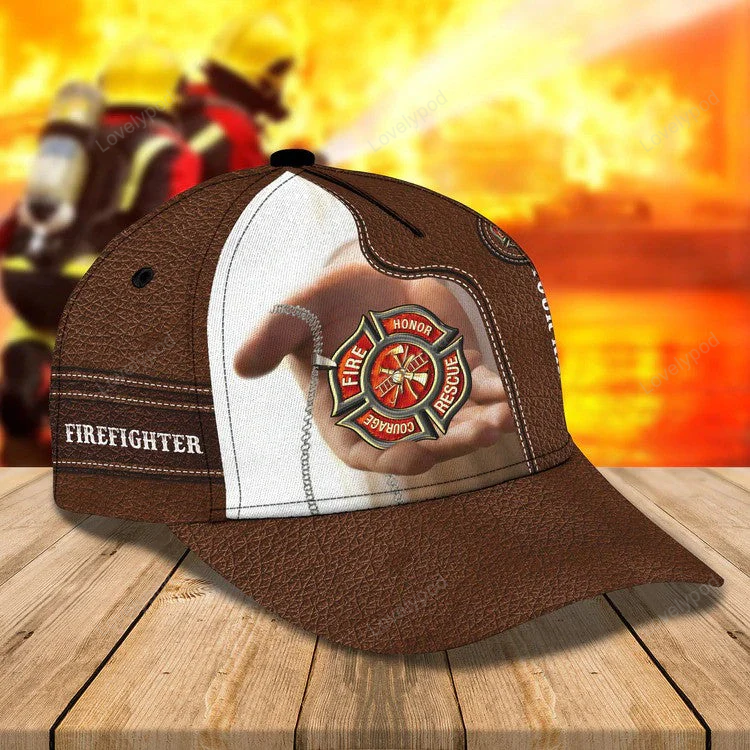 Custom Name Firefighter Cap, Jesus Cap, God is my savior Firefighter 3D Cap Trucker Hats Custom Hats Gifts For Men & Women
