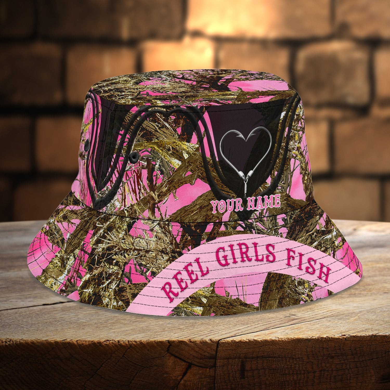 Custom Name Fishing Reel Girls print Bucket Hat .CHC Trucker Hats Custom Hats Gifts For Men & Women