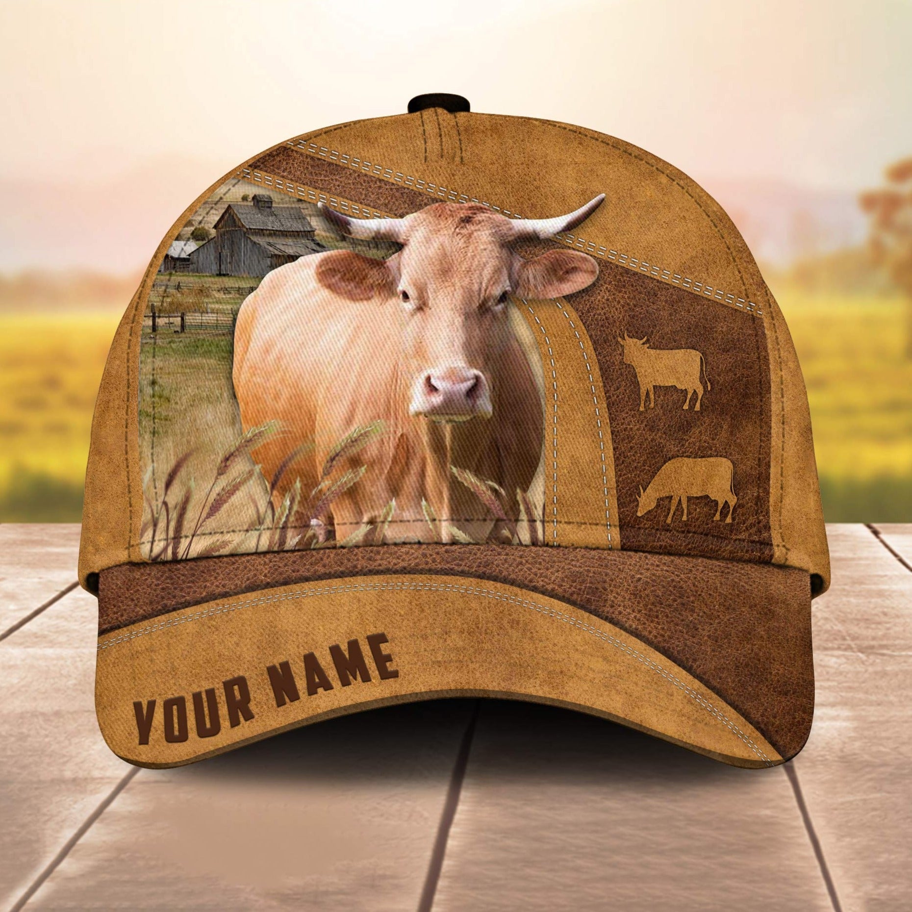 Custom Name Gelbvieh Cale 3D Cap 3D All Over Print Baseball Cap, Cap For Farm Lovers, Animal Cap, Leather Pattern Cap Trucker Hats Custom Hats Gifts For Men & Women