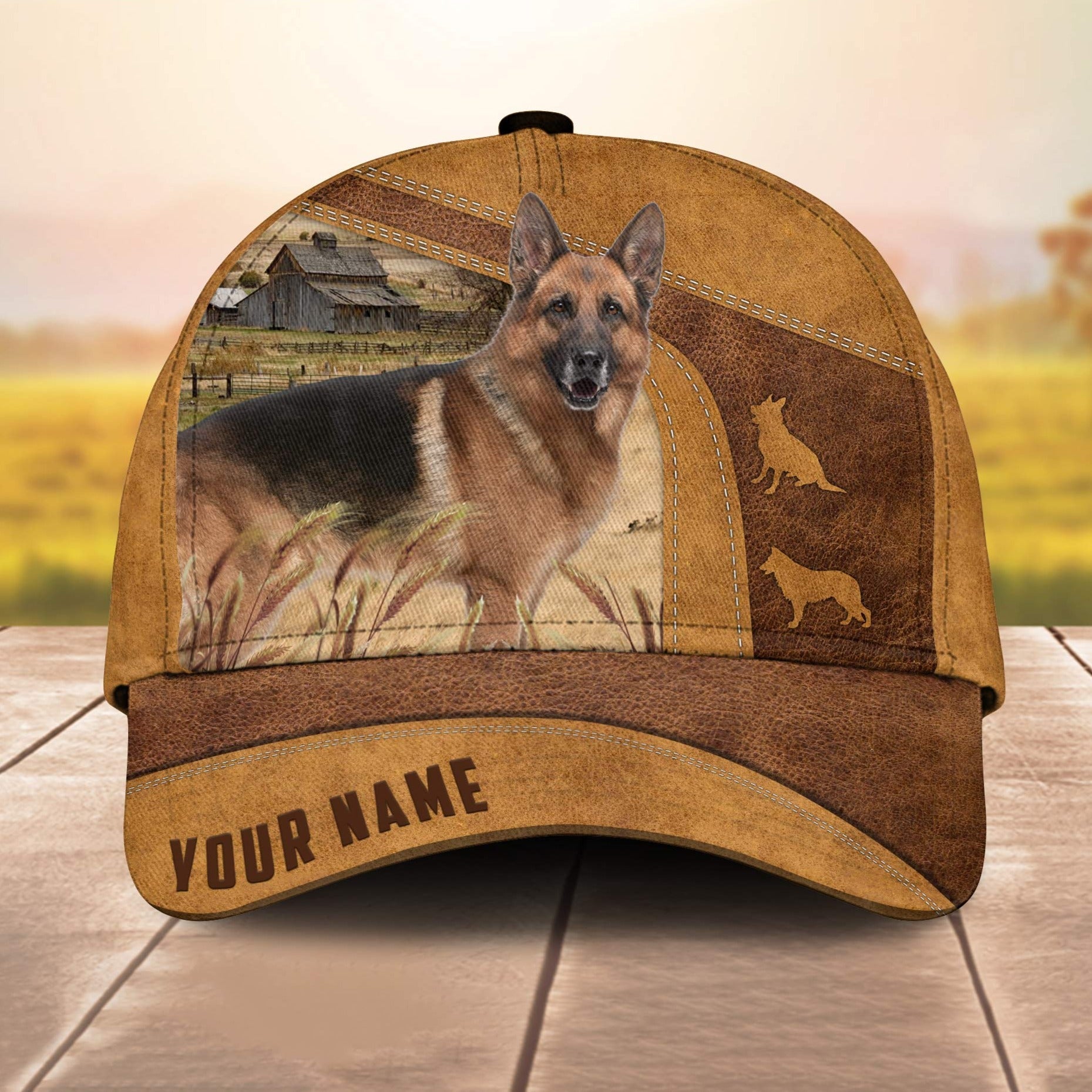Custom Name German Shepherd 3D Cap 3D All Over Print Baseball Cap, Cap For Farm Lovers, Animal Cap, Leather Pattern Cap Trucker Hats Custom Hats Gifts For Men & Women