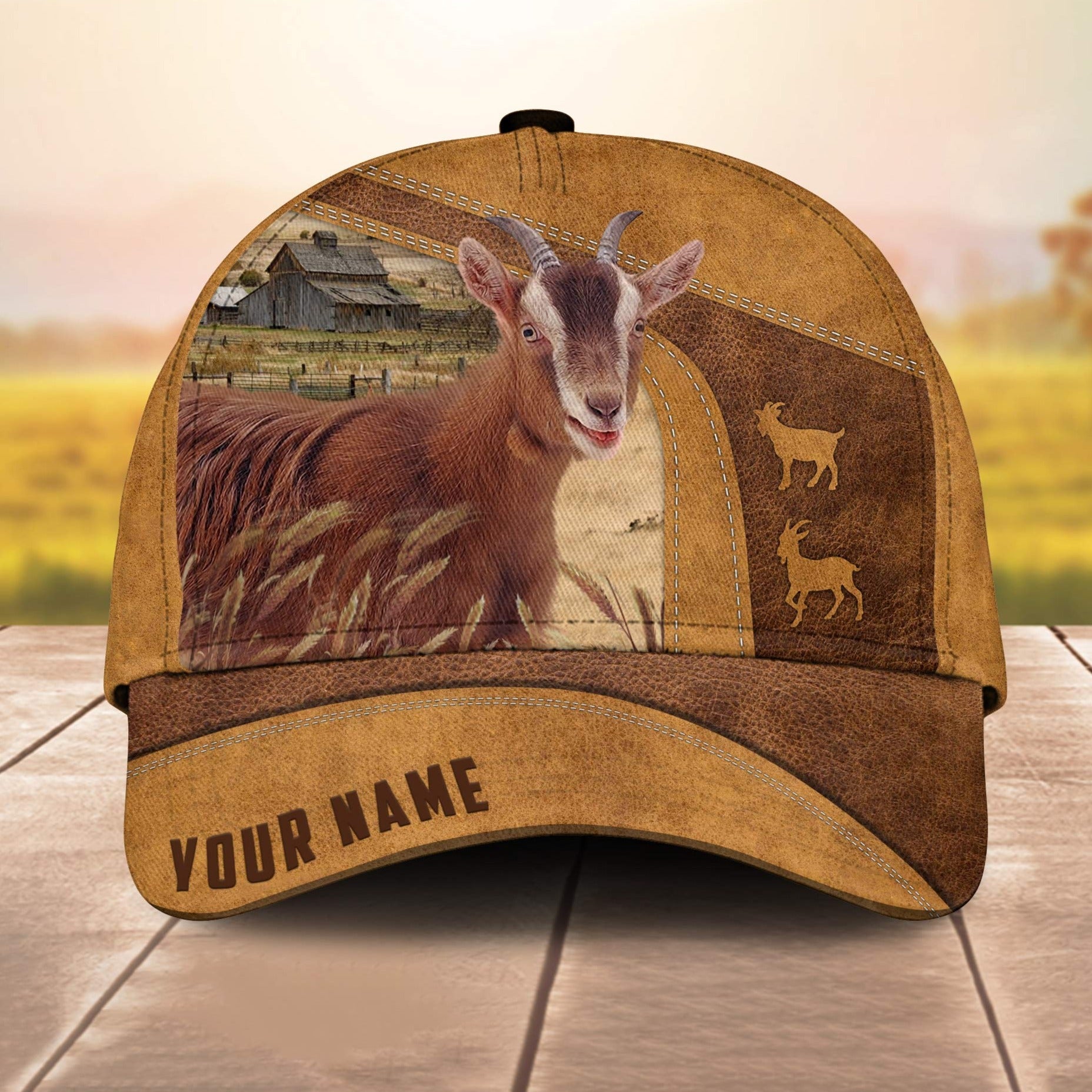 Custom Name Goat 3D Cap 3D All Over Print Baseball Cap, Cap For Farm Lovers, Animal Cap, Leather Pattern Cap Trucker Hats Custom Hats Gifts For Men & Women