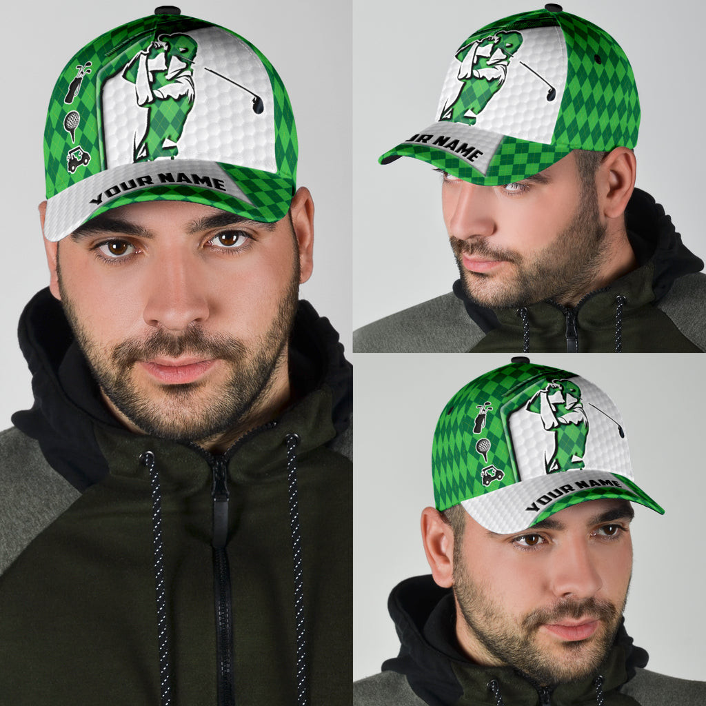 Custom Name Golfer Argyle Pattern Classic Cap Trucker Hats Custom Hats Gifts For Men & Women