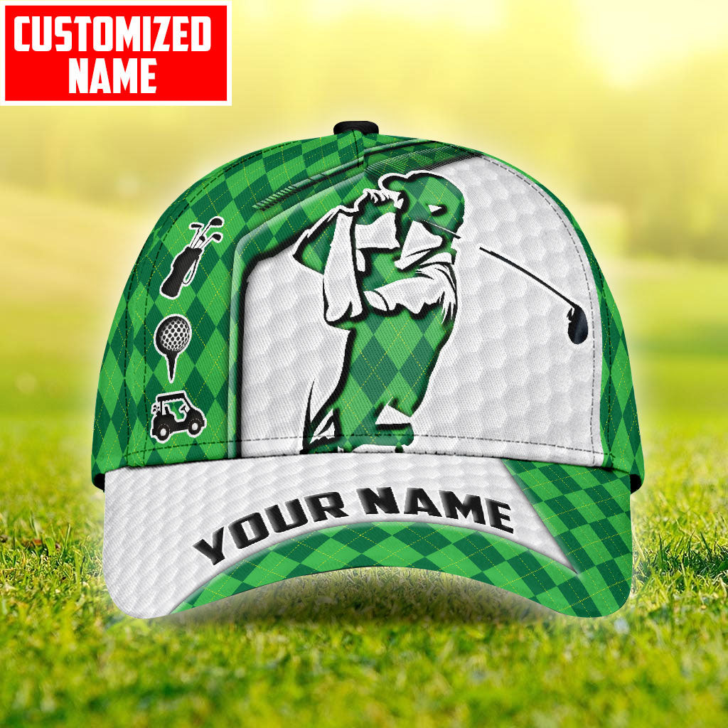 Custom Name Golfer Argyle Pattern Classic Cap Trucker Hats Custom Hats Gifts For Men & Women