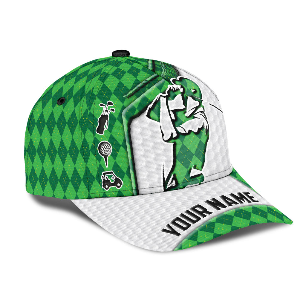 Custom Name Golfer Argyle Pattern Classic Cap Trucker Hats Custom Hats Gifts For Men & Women