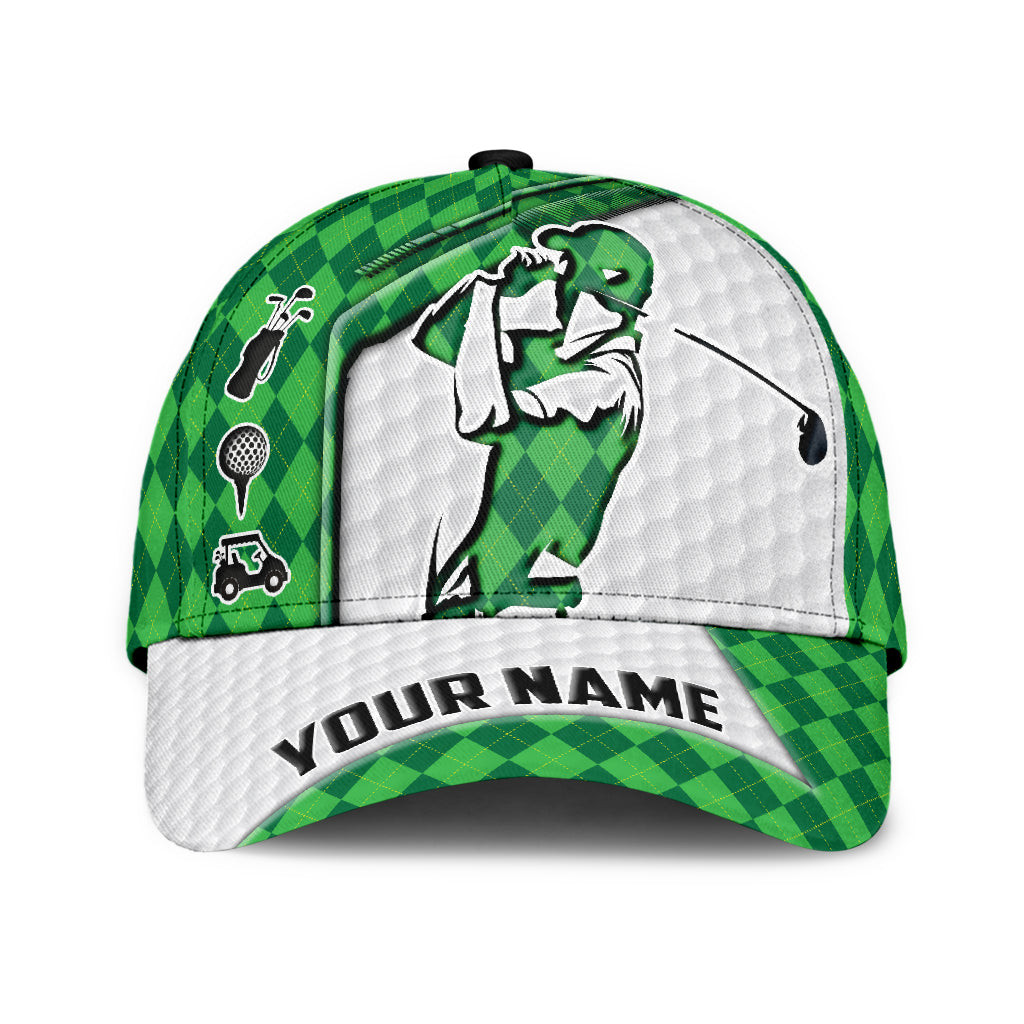 Custom Name Golfer Argyle Pattern Classic Cap Trucker Hats Custom Hats Gifts For Men & Women