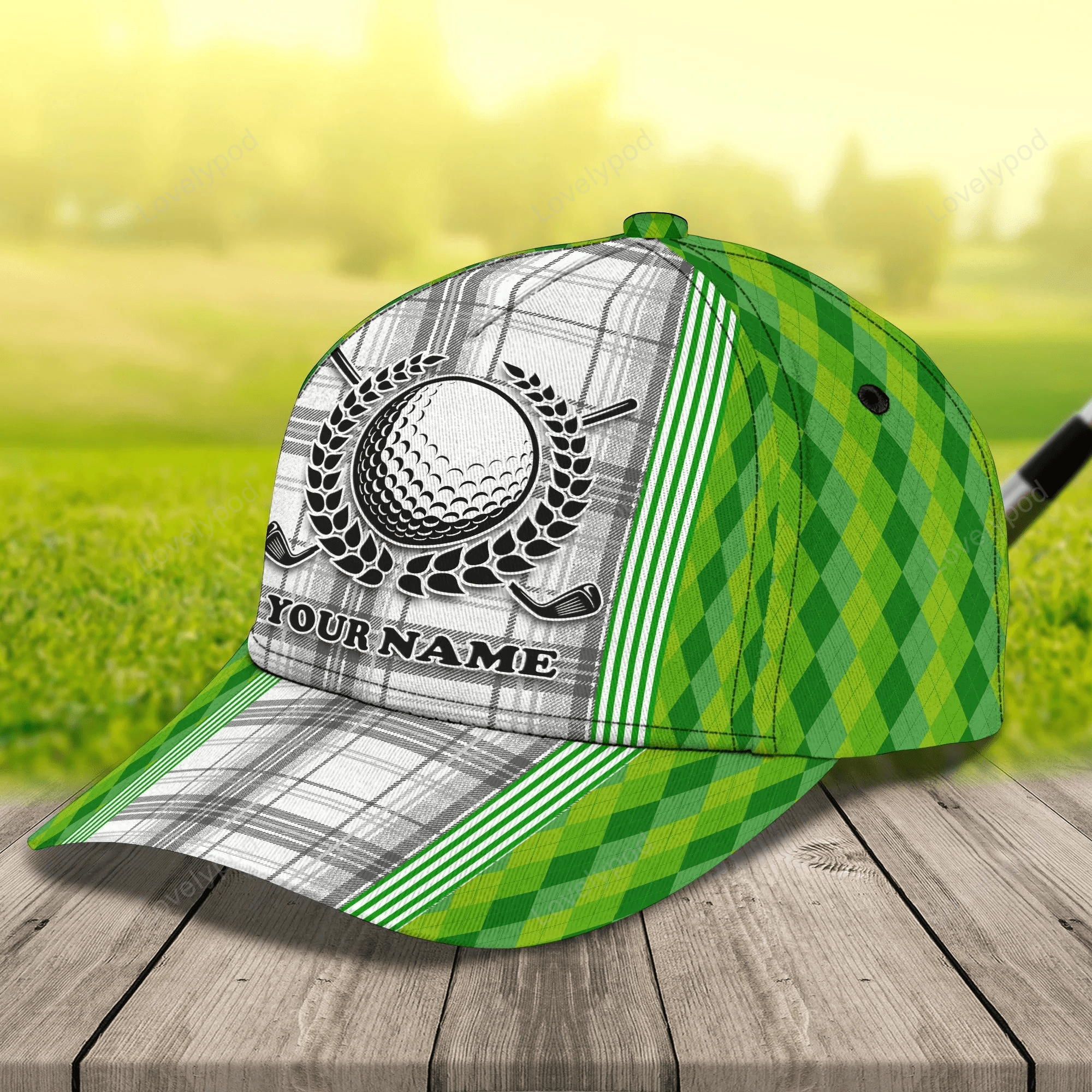 Custom Name Green Cap Golf Woman, Classic 3D Cap Hat For Golfer, Green Golf Cap Hat Trucker Hats Custom Hats Gifts For Men & Women