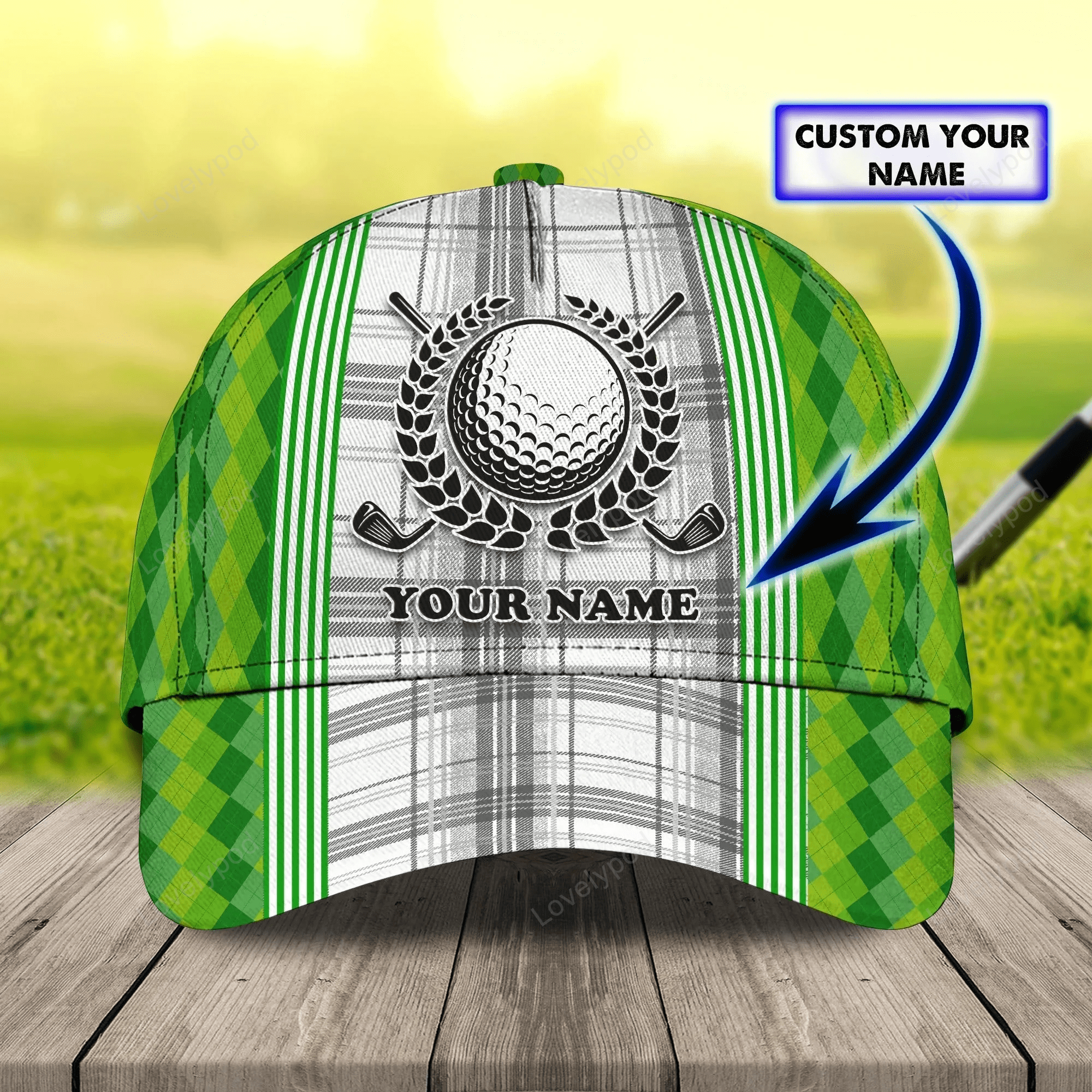 Custom Name Green Cap Golf Woman, Classic 3D Cap Hat For Golfer, Green Golf Cap Hat Trucker Hats Custom Hats Gifts For Men & Women