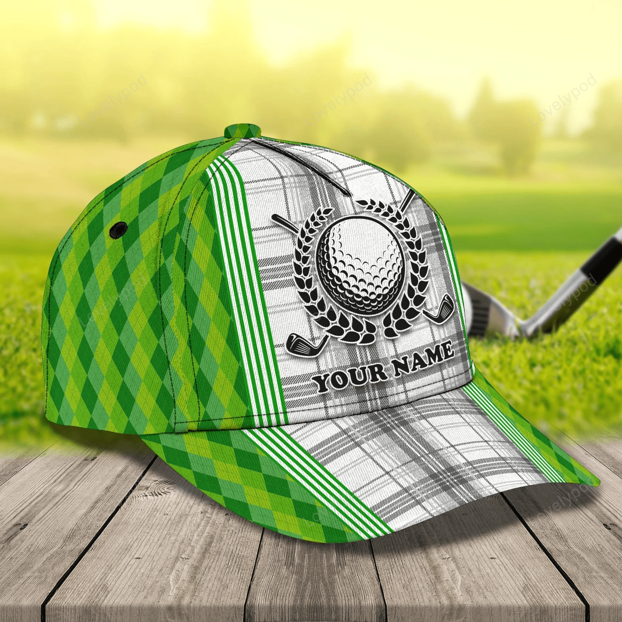 Custom Name Green Cap Golf Woman, Classic 3D Cap Hat For Golfer, Green Golf Cap Hat Trucker Hats Custom Hats Gifts For Men & Women