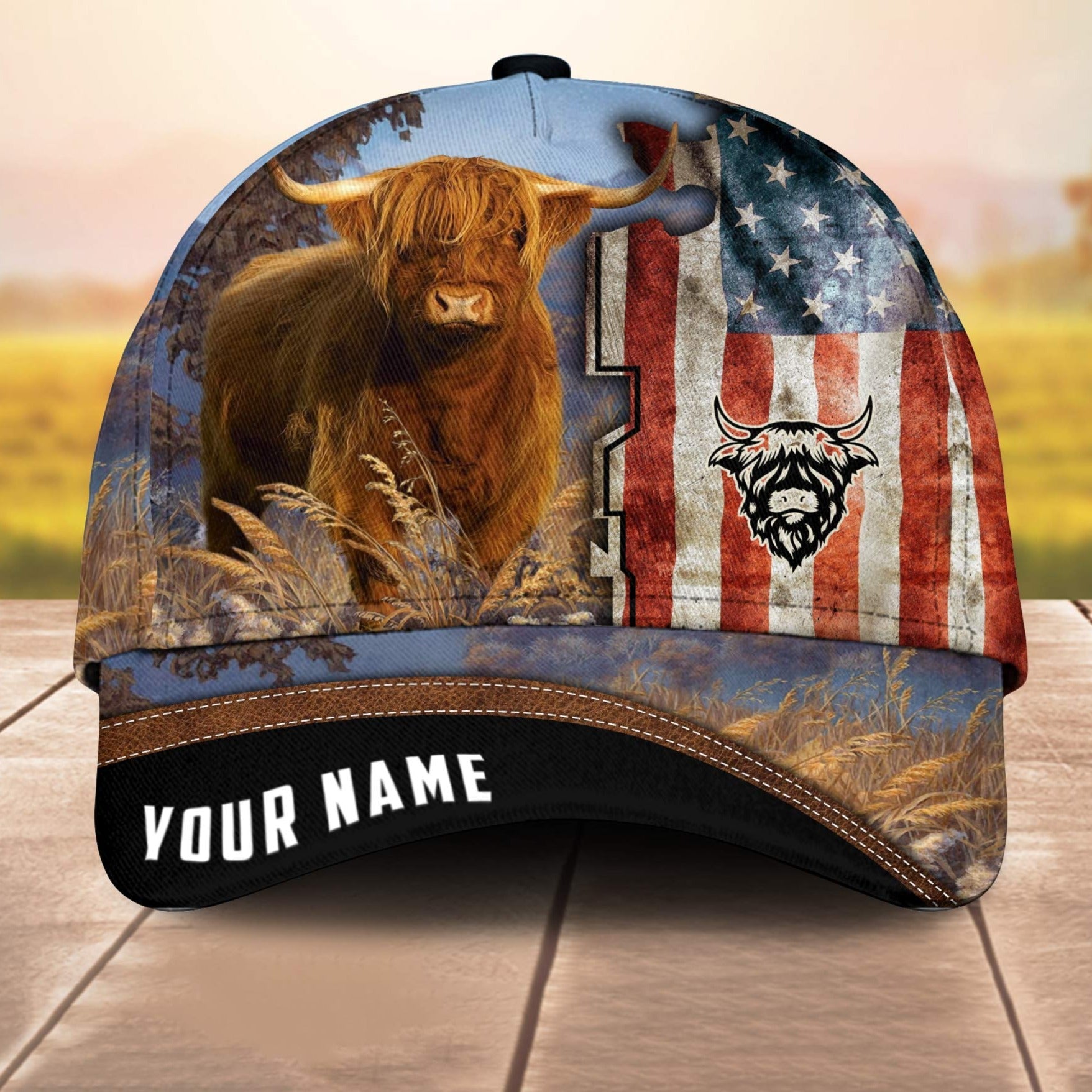Custom Name Highland American Cale 3D Cap 3D All Over Print Baseball Cap, Cap For Farm Lovers, Animal Cap, Leather Pattern Cap Trucker Hats Custom Hats Gifts For Men & Women