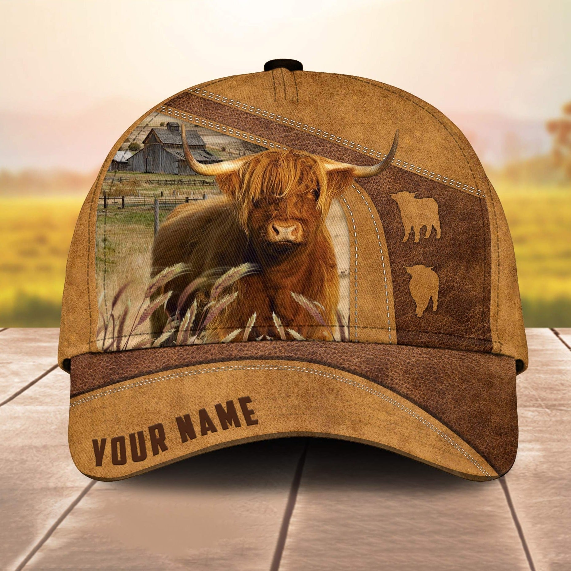 Custom Name Highland Cale 3D Cap 3D All Over Print Baseball Cap, Cap For Farm Lovers, Animal Cap, Leather Pattern Cap Trucker Hats Custom Hats Gifts For Men & Women