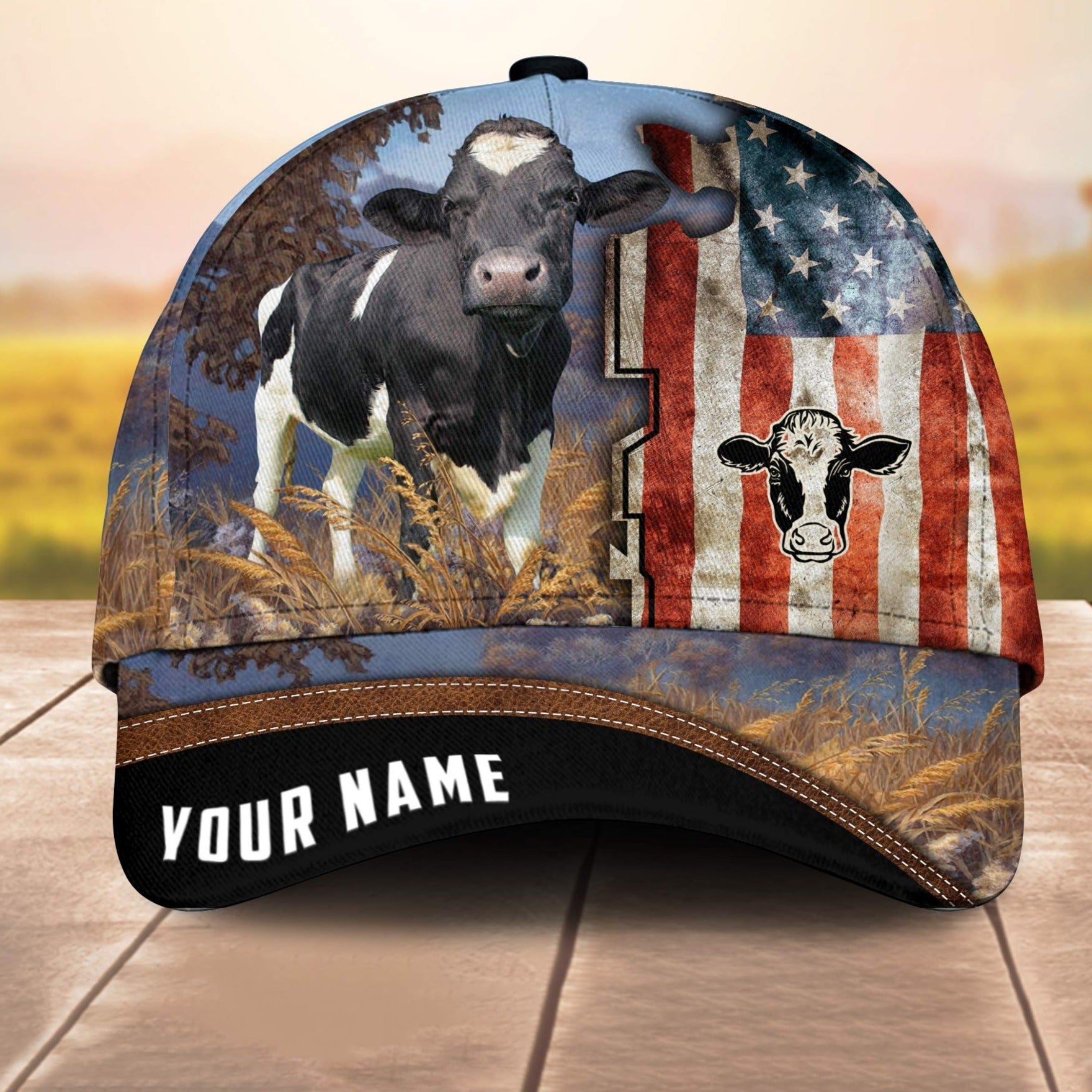 Custom Name Holstein American Cale 3D Cap 3D All Over Print Baseball Cap, Cap For Farm Lovers, Animal Cap, Leather Pattern Cap Trucker Hats Custom Hats Gifts For Men & Women